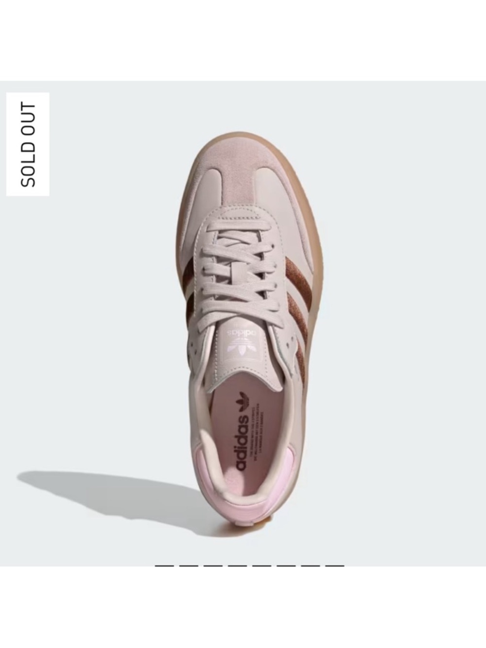 NWT Adidas Sambae platform gum sneakers putty mauve pink brown - Picture 2 of 10